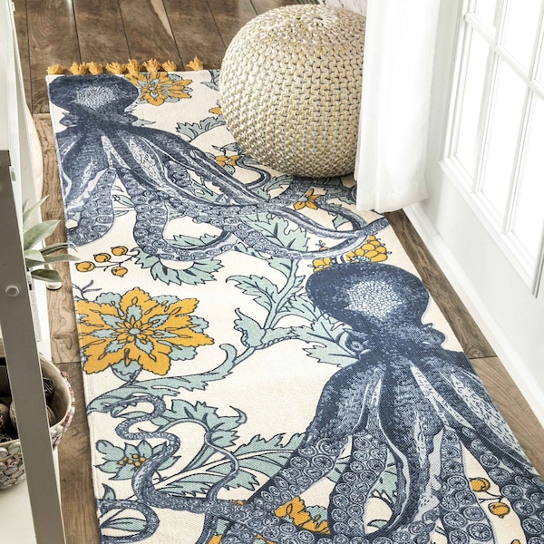 Nuloom Thomas Paul Octopus Tasseled Area Rug 2ft 8in x 8ft TATP03A-2808 - main